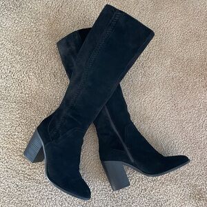 Black Suede Knee-High Steven Madden Heeled Boots